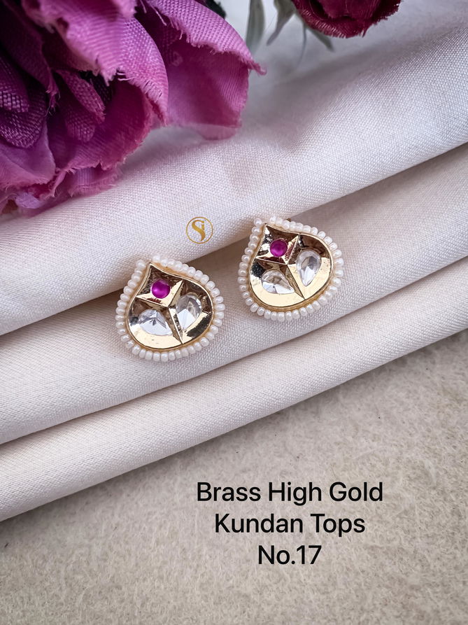 Brass High Gold Small Designer Kundan Tops 2 Wholesale Price
